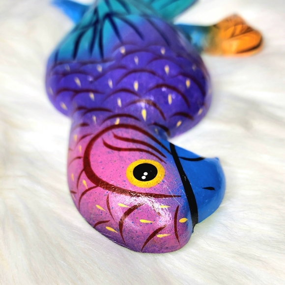 Vintage Mccaw Parrot Papier Mache Wall Hanging Hand Painted in Mexico - Picture 7 of 10